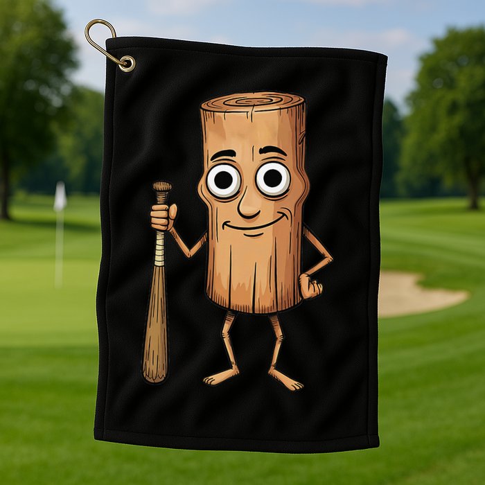 Funny Baseball Bat Wood Log Meme Brainrot Italian Golf Towel
