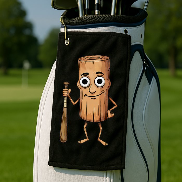 Funny Baseball Bat Wood Log Meme Brainrot Italian Golf Towel