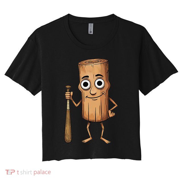 Funny Baseball Bat Wood Log Meme Brainrot Italian Crop Top