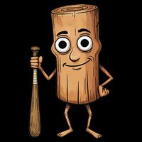 Funny Baseball Bat Wood Log Meme Brainrot Italian Cropped Pullover Crew