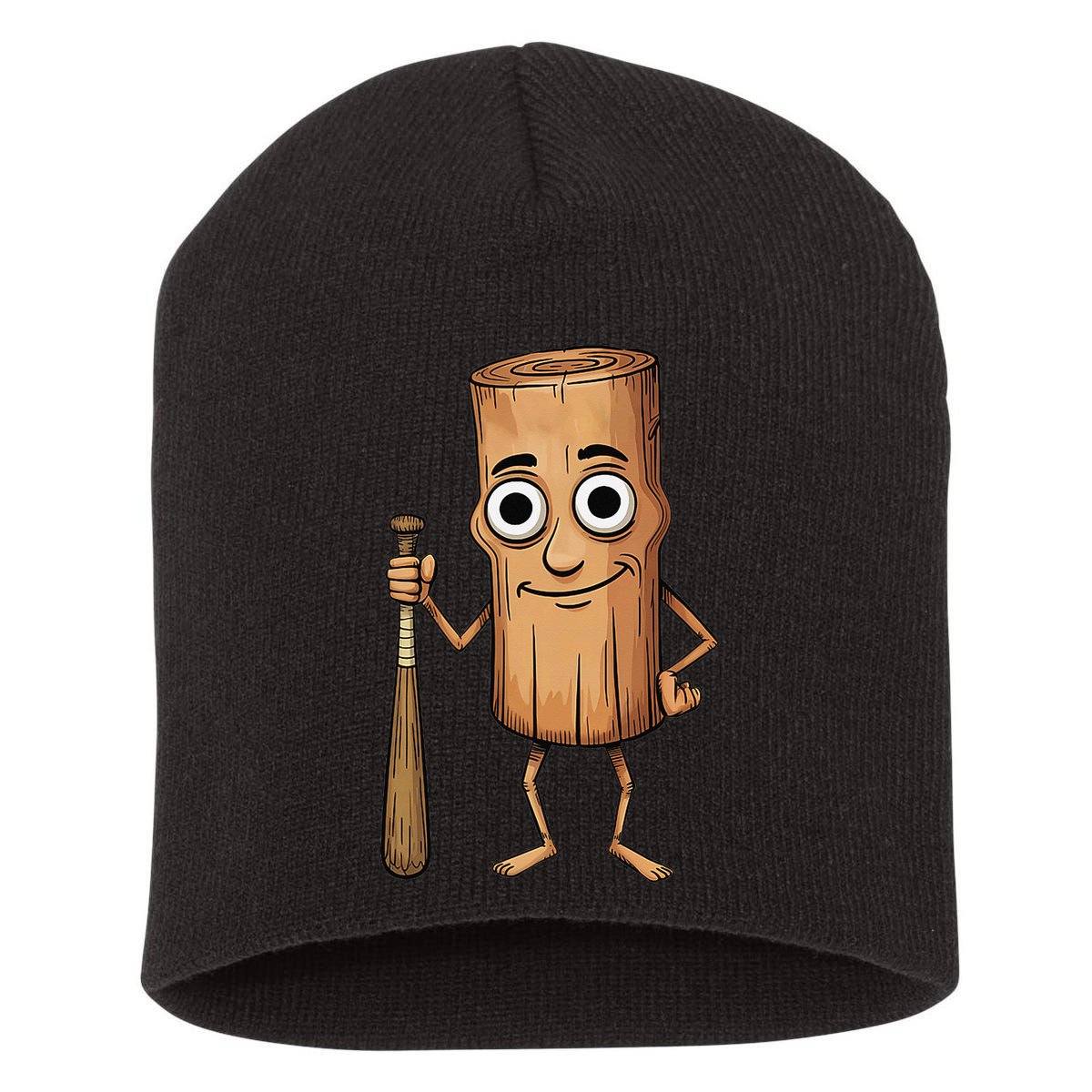 Funny Baseball Bat Wood Log Meme Brainrot Italian Short Acrylic Beanie
