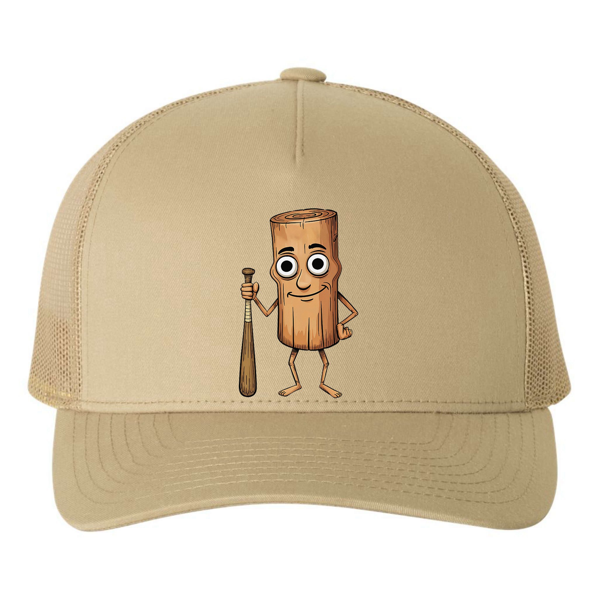 Funny Baseball Bat Wood Log Meme Brainrot Italian Yupoong Adult 5-Panel Trucker Hat