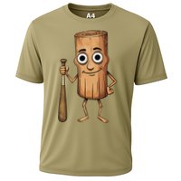 Funny Baseball Bat Wood Log Meme Brainrot Italian Cooling Performance Crew T-Shirt