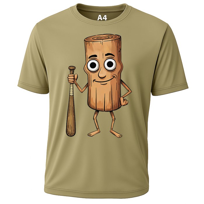 Funny Baseball Bat Wood Log Meme Brainrot Italian Cooling Performance Crew T-Shirt