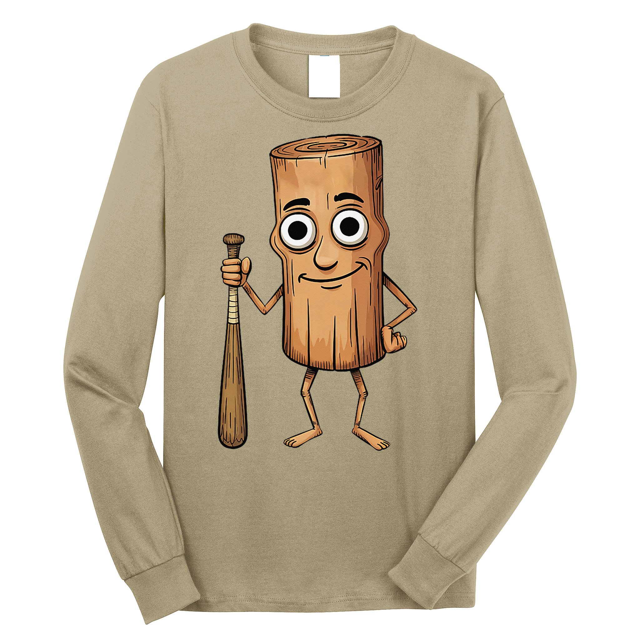 Funny Baseball Bat Wood Log Meme Brainrot Italian Long Sleeve Shirt