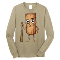 Funny Baseball Bat Wood Log Meme Brainrot Italian Long Sleeve Shirt