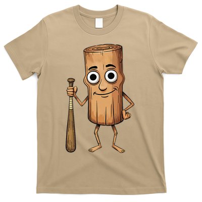 Funny Baseball Bat Wood Log Meme Brainrot Italian T-Shirt