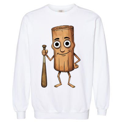 Funny Baseball Bat Wood Log Meme Brainrot Italian Garment-Dyed Sweatshirt