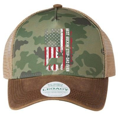 Flag Best Buckin' Step-Dad Ever Deer Hunting Father's Day Legacy Tie Dye Trucker Hat