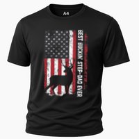 Flag Best Buckin' Step-Dad Ever Deer Hunting Father's Day Cooling Performance Crew T-Shirt