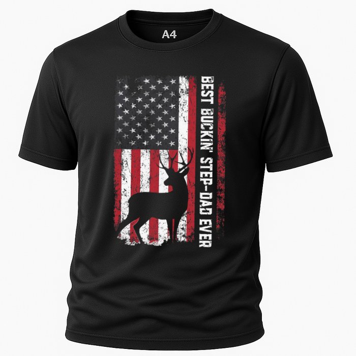 Flag Best Buckin' Step-Dad Ever Deer Hunting Father's Day Cooling Performance Crew T-Shirt