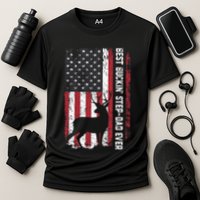 Flag Best Buckin' Step-Dad Ever Deer Hunting Father's Day Cooling Performance Crew T-Shirt