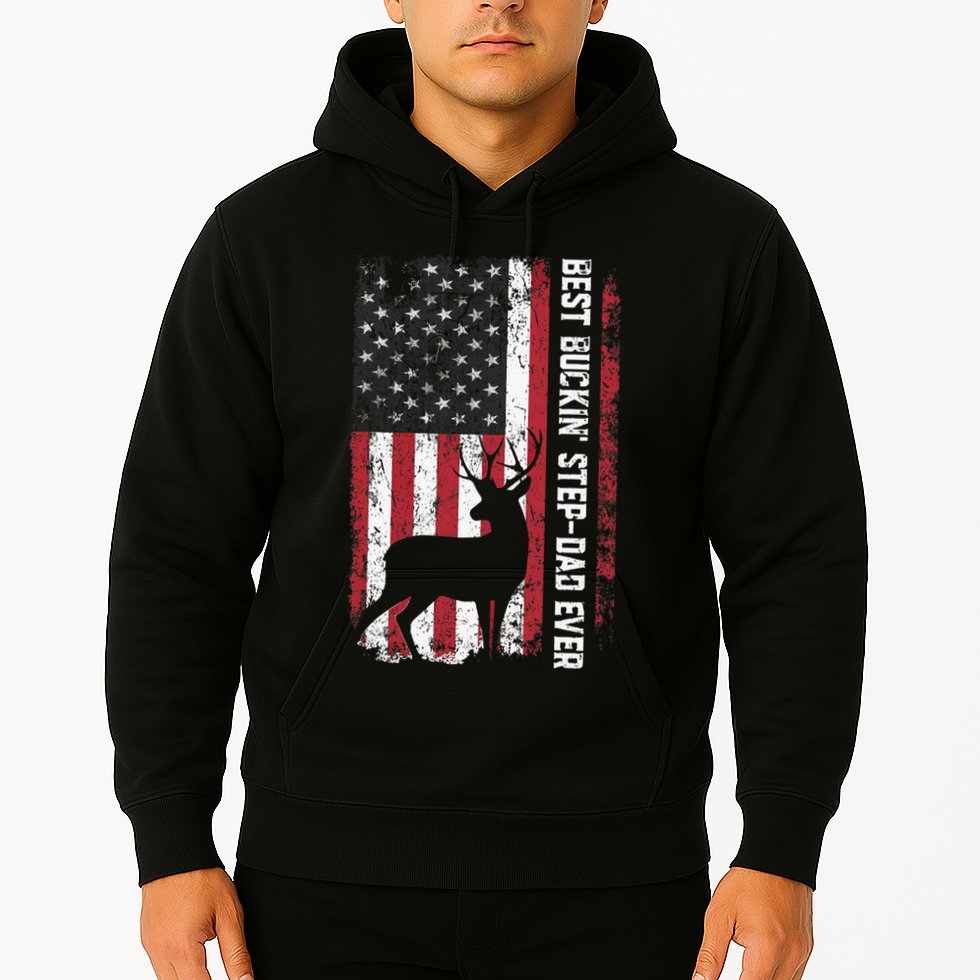 Flag Best Buckin' Step-Dad Ever Deer Hunting Father's Day Hoodie