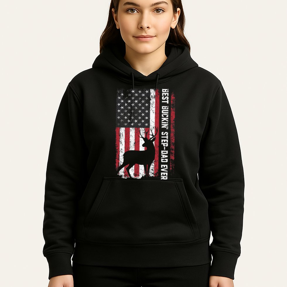 Flag Best Buckin' Step-Dad Ever Deer Hunting Father's Day Hoodie
