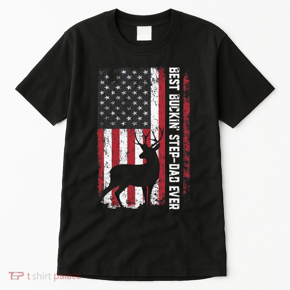 Flag Best Buckin' Step-Dad Ever Deer Hunting Father's Day Tall T-Shirt