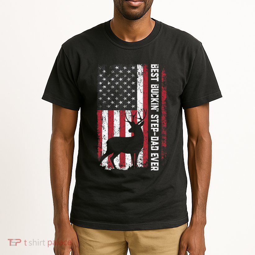 Flag Best Buckin' Step-Dad Ever Deer Hunting Father's Day Tall T-Shirt