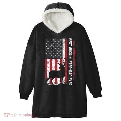 Flag Best Buckin' Step-Dad Ever Deer Hunting Father's Day Hooded Wearable Blanket