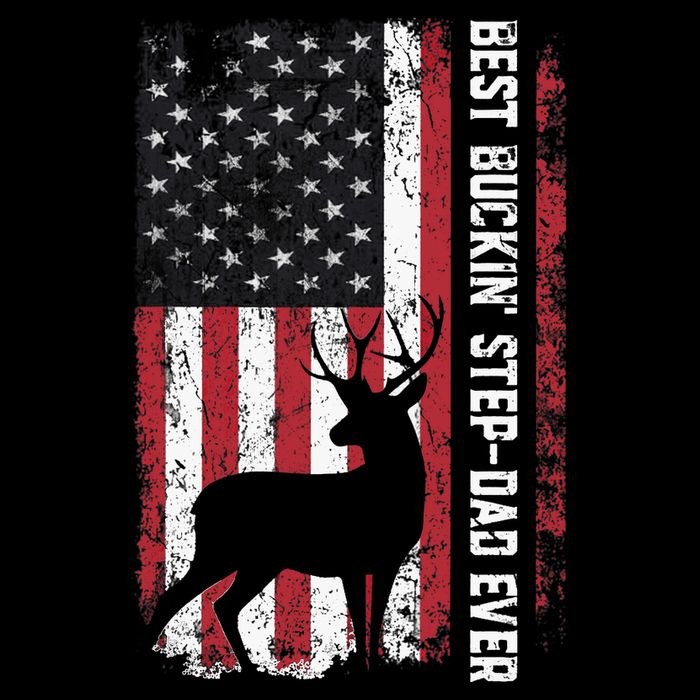 Flag Best Buckin' Step-Dad Ever Deer Hunting Father's Day 7-Panel Snapback Hat
