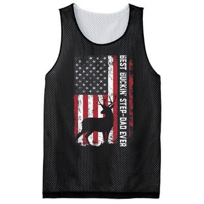 Flag Best Buckin' Step-Dad Ever Deer Hunting Father's Day Mesh Reversible Basketball Jersey Tank