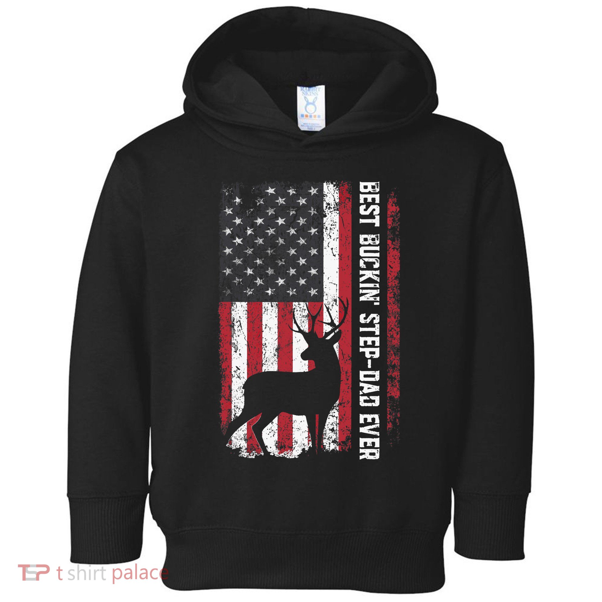 Flag Best Buckin' Step-Dad Ever Deer Hunting Father's Day Toddler Hoodie