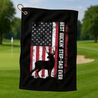 Flag Best Buckin' Step-Dad Ever Deer Hunting Father's Day Golf Towel