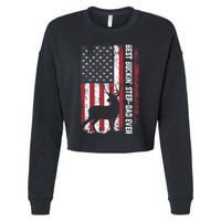 Flag Best Buckin' Step-Dad Ever Deer Hunting Father's Day Cropped Pullover Crew