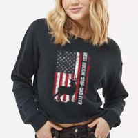 Flag Best Buckin' Step-Dad Ever Deer Hunting Father's Day Cropped Pullover Crew