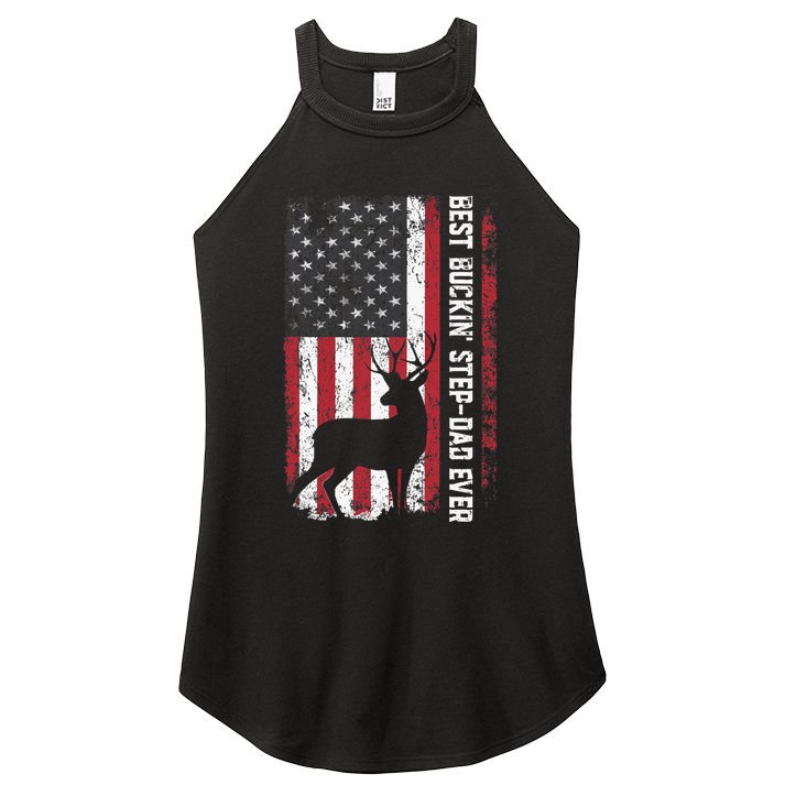 Flag Best Buckin' Step-Dad Ever Deer Hunting Father's Day Women's Perfect Tri Rocker Tank
