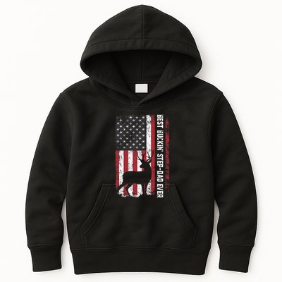 Flag Best Buckin' Step-Dad Ever Deer Hunting Father's Day Kids Hoodie