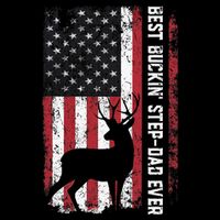 Flag Best Buckin' Step-Dad Ever Deer Hunting Father's Day Wool Snapback Cap