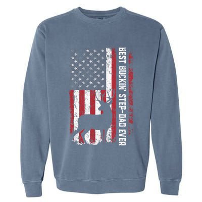 Flag Best Buckin' Step-Dad Ever Deer Hunting Father's Day Garment-Dyed Sweatshirt