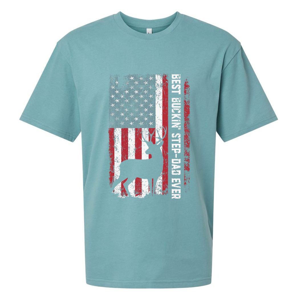 Flag Best Buckin' Step-Dad Ever Deer Hunting Father's Day Sueded Cloud Jersey T-Shirt