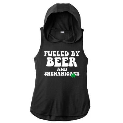 Fueled By Beer And Shenanigans St Patricks Day Ladies PosiCharge Tri-Blend Wicking Draft Hoodie Tank