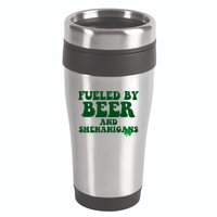 Fueled By Beer And Shenanigans St Patricks Day 16oz Travel Tumbler