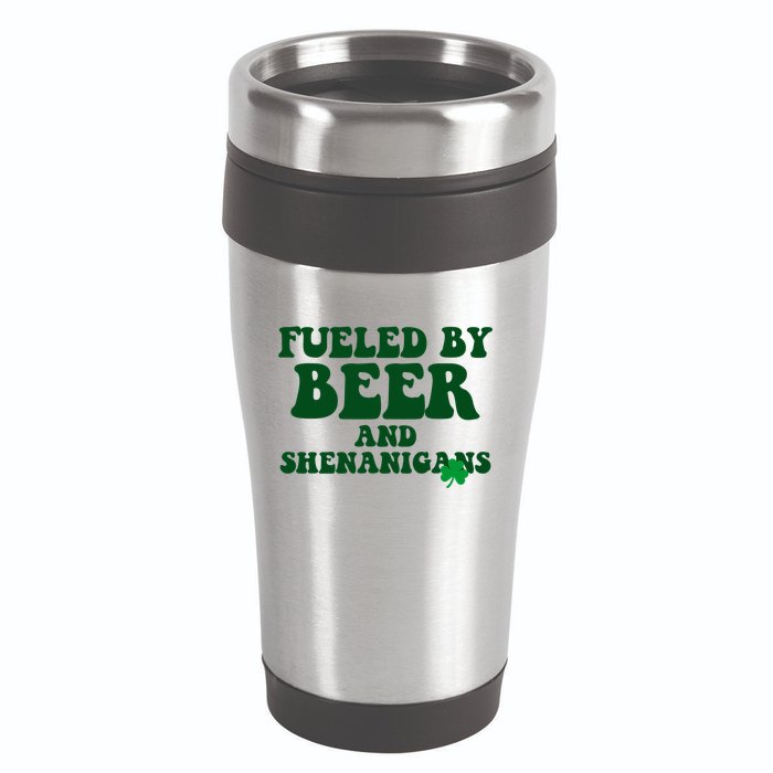 Fueled By Beer And Shenanigans St Patricks Day 16oz Travel Tumbler