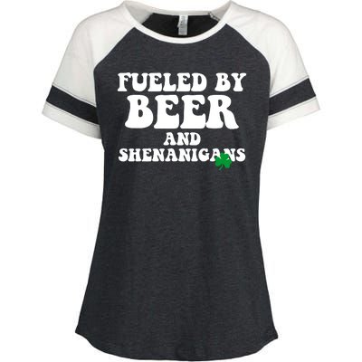 Fueled By Beer And Shenanigans St Patricks Day Enza Ladies Jersey Colorblock Tee