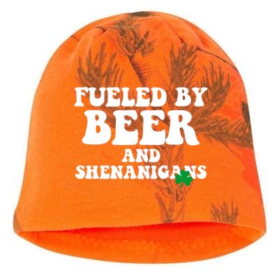 Fueled By Beer And Shenanigans St Patricks Day Kati - Camo Knit Beanie