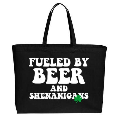 Fueled By Beer And Shenanigans St Patricks Day Cotton Canvas Jumbo Tote