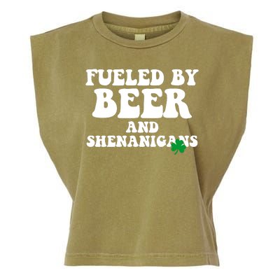 Fueled By Beer And Shenanigans St Patricks Day Garment-Dyed Women's Muscle Tee