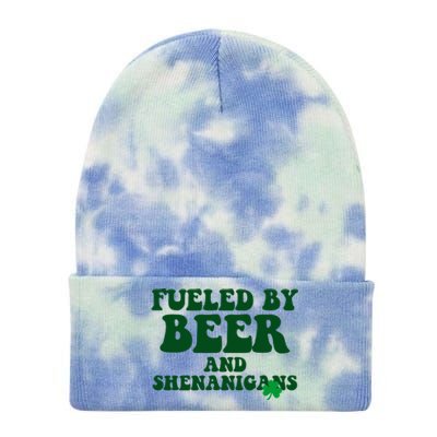 Fueled By Beer And Shenanigans St Patricks Day Tie Dye 12in Knit Beanie