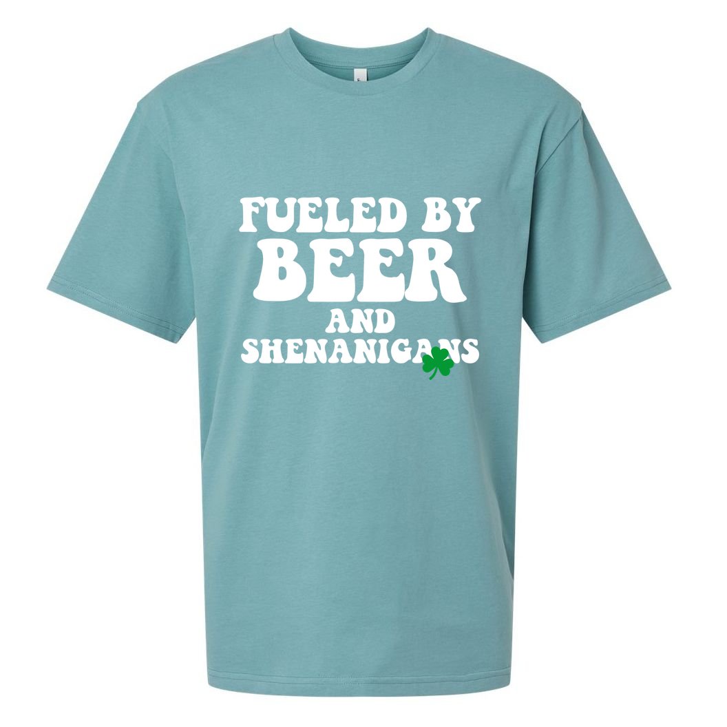 Fueled By Beer And Shenanigans St Patricks Day Sueded Cloud Jersey T-Shirt