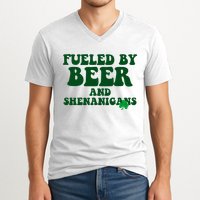 Fueled By Beer And Shenanigans St Patricks Day V-Neck T-Shirt