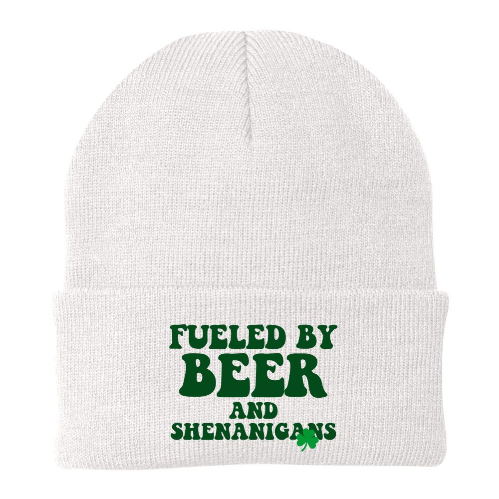 Fueled By Beer And Shenanigans St Patricks Day Beanie