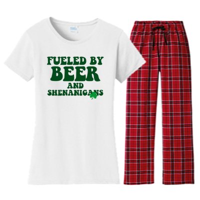 Fueled By Beer And Shenanigans St Patricks Day Women's Flannel Pajama Set