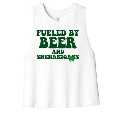 Fueled By Beer And Shenanigans St Patricks Day Women's Racerback Cropped Tank