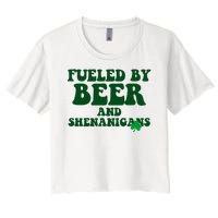 Fueled By Beer And Shenanigans St Patricks Day Women's Crop Top Tee