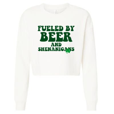 Fueled By Beer And Shenanigans St Patricks Day Cropped Pullover Crew
