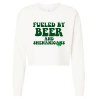 Fueled By Beer And Shenanigans St Patricks Day Cropped Pullover Crew