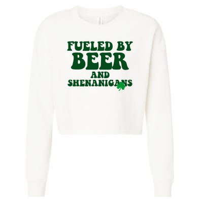 Fueled By Beer And Shenanigans St Patricks Day Cropped Pullover Crew