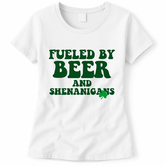 Fueled By Beer And Shenanigans St Patricks Day Womens T-Shirt